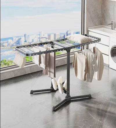 Indoor Clothes Drying Rack In Laundry Room Holds Clothes Shoes Pillow 3d model
