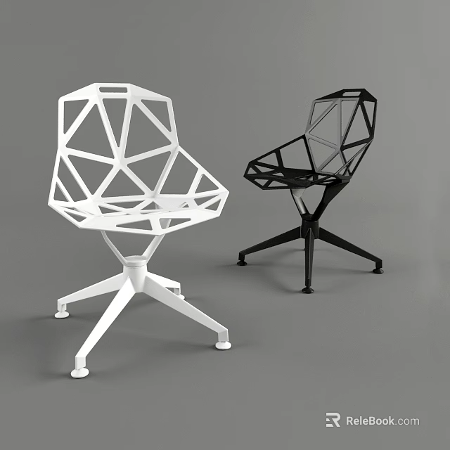 Stylish Modern Geometric Design Office Chair with Black and White Frame 3d model 