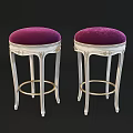 White Stools With Purple Velvet Seats Golden Decorations And Foot Rings