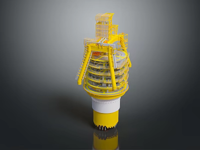 Offshore Oil Drilling Platform Structure With Multi level Decks Ladders And Railing 3d model
