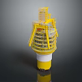 Offshore Oil Drilling Platform Structure With Multi level Decks Ladders And Railing