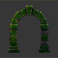 Scenic Green Brick Archway View Against Gray Background With Smooth Reflection 3d model