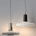 Modern Two Pendant Lights With Silver Metal And White Black Minimalist Design For Home Interior