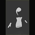 Christmas Themed Costume Set With Blue Dress Black Belt Red Hat And Gloves