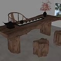 tea table and chair 3d model