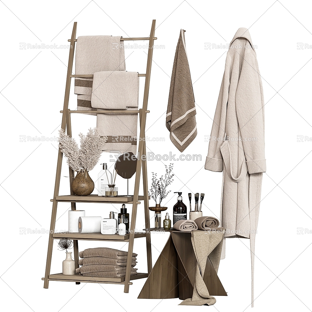 Modern Washing Daily Shelf Table Decorations Kit Cosmetics 3d model