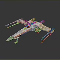 Detailed X Wing Fighter Model With White Orange Color And Movable Wings