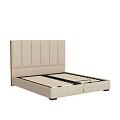 Modern Beige Double Bed With Upholstered Vertical Tufted Headboard And Frame 3d model