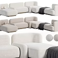 Modern Light Beige Fabric Sectional Sofa With Modular Design And Soft Armrest Cushions