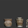 Artisan Handcrafted Carved Sculptures Featuring Pottery Jars Baskets And Wrapped Bundles