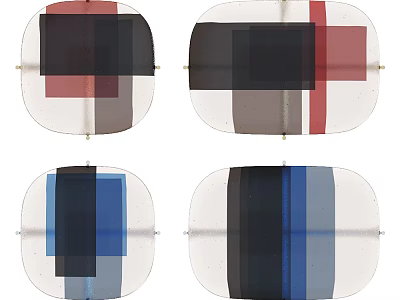 Modern Glass Coffee Tables With Geometric Colorful Panels In Red Blue Black Brown 3d model