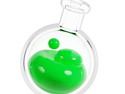 Transparent Glass Container With Green Decorative Ornament Decoration Set For Home Decor 3d model
