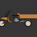 Yellow Cargo Motorcycle With Open Tray Black Body And White Wheels