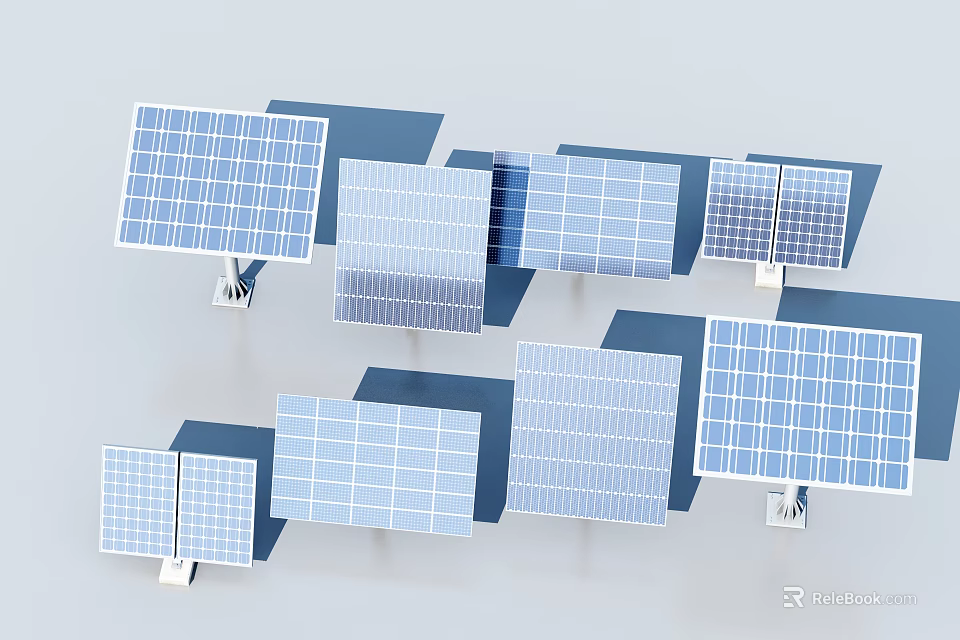 Modern Sustainable Solar Panels As Efficient Household Appliances For Home Use 3d model 