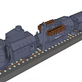 Gray NavalY Scale Train Model On Railway Tracks With Detailed Design