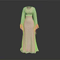 Pink Long Dress with V Neck Long Sleeves Fringe Decor Elegant Flowy Design