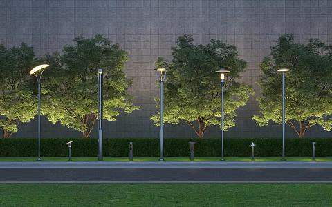 Garden lights high pole lights landscape lights 3d model