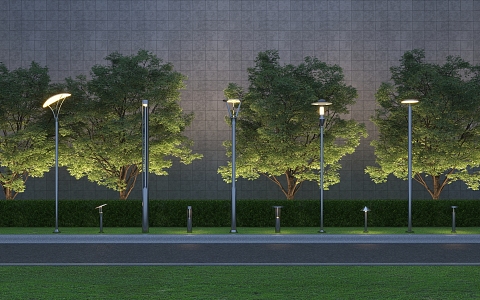 Garden lights high pole lights landscape lights 3d model