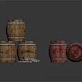 Decorative Household Wooden Barrels Stacked With Metal Hoops And Detachable Lid