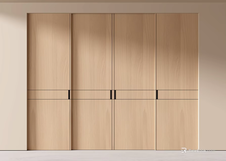 Modern Wooden Sliding Doors With Light Wood Finish For Interior Design 3d model 