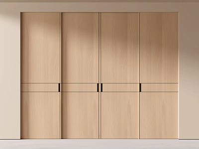Modern Wooden Sliding Doors With Light Wood Finish For Interior Design 3d model