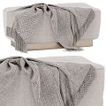 Cozy Soft Sofa Bench With Fringed Gray Beige Brown Blanket And Matching Ottoman