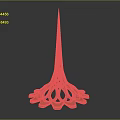 Orange Modern Sculptural Structure With Spire Top And Intricate Lacy Base