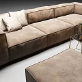 Elegant Modern Sofa and Coffee Table Set With Ottoman Marble Top Metal Frame and Pillows 3d model