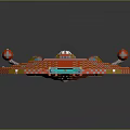 Red Cosmic Spacecraft Model With Circular Design And Arm Like Structures