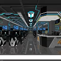 Futuristic Gaming Internet Cafe With Multiple Computers Comfortable Seats And Counter 3d model
