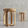 Modern Stool Rattan Stool 3d model