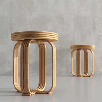 Modern Stool Rattan Stool 3d model