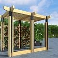 Flower Rack Vine Rack Corridor Rack Wooden Flower Rack 3d model