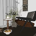 Leisure Chair Lazy Sofa Side Several Potted Plant 3d model