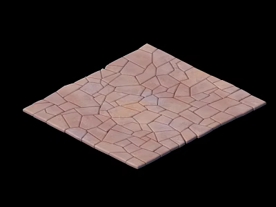 Square Floor Surface With Light Pink Irregularly Arranged Cracked Stones 3d model