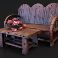 Handmade Root Carving Tea Table With Natural Wooden Texture And Tea Set
