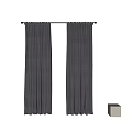 Black Velvet Curtains Hanging On Rod With Elegant Drape In Simple White Background