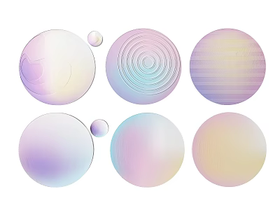 Set of Circular Wall Decor with Pastel Gradient and Textured Patterns 3d model