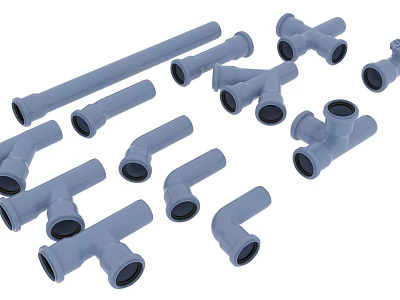 Assorted Plumbing Pipes and Fittings With Elbows Tees Straight Sections and Connectors 3d model