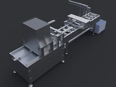 Automated Industrial Production Line Equipment With Stainless Steel Structure And Conveyor Belt Components 3d model