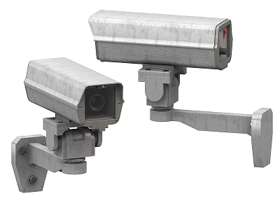 Digital Security Cameras with Metal Casing and Adjustable Mount Brackets for Surveillance 3d model