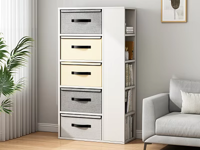 Modern Entryway Cabinet Sideboard Interior Design With Drawers Storage Books And Living Room Plant 3d model