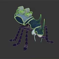 Ornate Blue Purple Beetle With Decorative Armor Like Body And Purple Legs