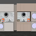 Modern White Bathroom Cabinetry With Washing Machine Dryer Sink And Storage