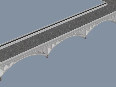 Arched Bridge With Gray Deck And White Support Structure Design Details 3d model
