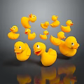 Multiple Yellow Rubber Duck Carvings 3D Artistic Works With Surface Reflections 3d model