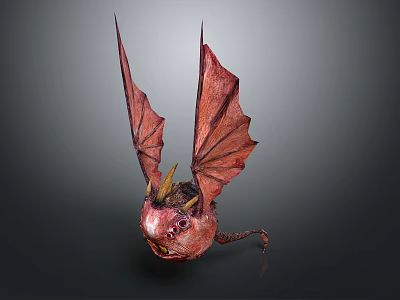 Fantasy Character And Mythical Red Dragon Creature With Winged Horned Scaled Features 3d model