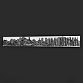 White Carved Strip With Figure Animal Relief And Vertical Lines Design