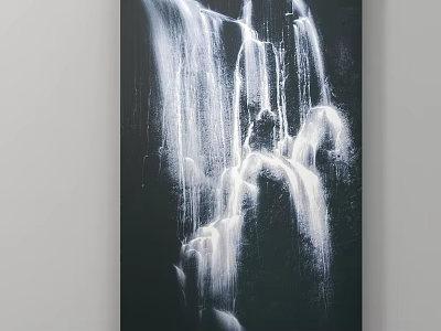 Stunning Waterfall Canvas Art With Flowing White Water And Dark Background 3d model