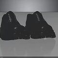 Black Leather Platform Shoes with Lace Up Design and Thick Sole